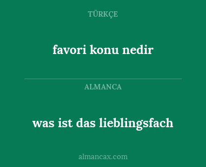 favori konu nedir - was ist das lieblingsfach