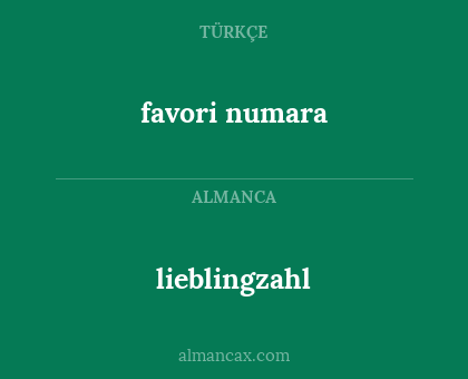favori numara - lieblingzahl