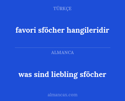 was sind liebling sföcher - favori sföcher hangileridir