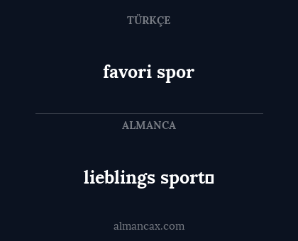 lieblings sport - favori spor