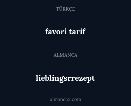 favori tarif - lieblingsrrezept