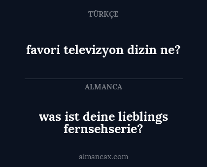 favori televizyon dizin ne? - was ist deine lieblings fernsehserie?