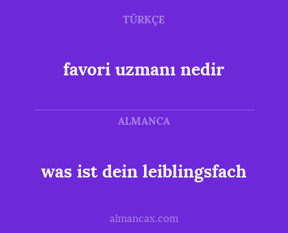 was ist dein leiblingsfach - favori uzmanı nedir