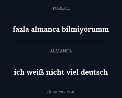 fazla almanca bilmiyorumm - ich weiß nicht viel deutsch
