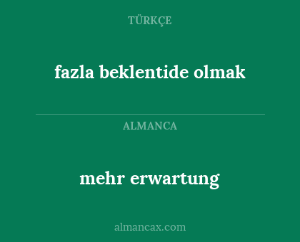 fazla beklentide olmak - mehr erwartung