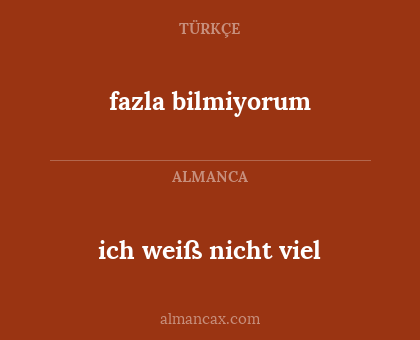 fazla bilmiyorum - ich weiß nicht viel