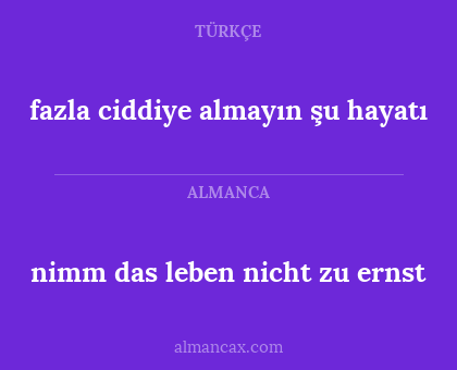 fazla ciddiye almayın şu hayatı - nimm das leben nicht zu ernst