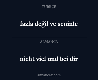 nicht viel und bei dir - fazla değil ve seninle