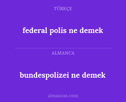 federal polis ne demek - bundespolizei ne demek