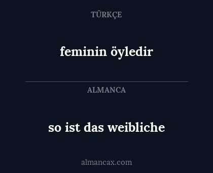 so ist das weibliche - feminin öyledir