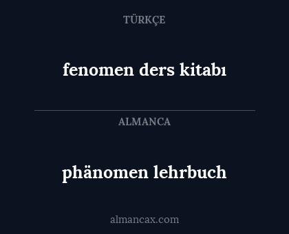 phänomen lehrbuch - fenomen ders kitabı