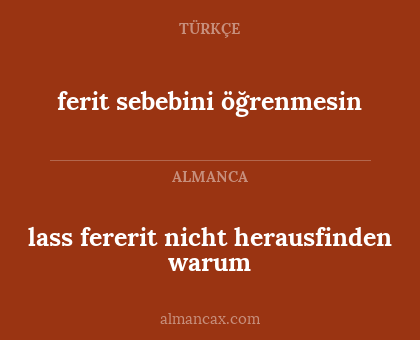 ferit sebebini öğrenmesin - lass fererit nicht herausfinden warum