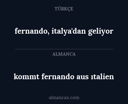 fernando, italya'dan geliyor - kommt fernando aus ıtalien