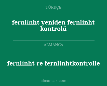 fernlinht yeniden fernlinht kontrolü - fernlinht re fernlinhtkontrolle