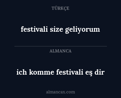 ich komme festivali eş dir - festivali size geliyorum