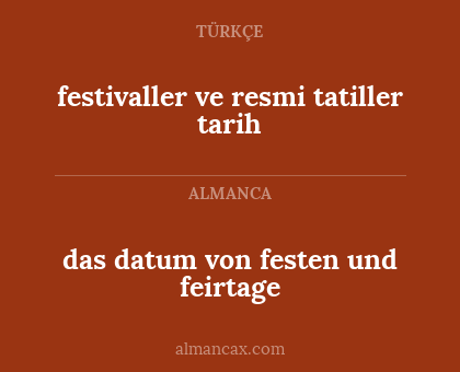 festivaller ve resmi tatiller tarih - das datum von festen und feirtage