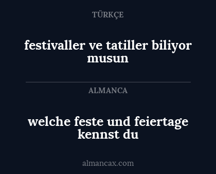festivaller ve tatiller biliyor musun - welche feste und feiertage kennst du