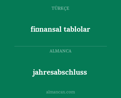 jahresabschluss - fi̇nansal tablolar