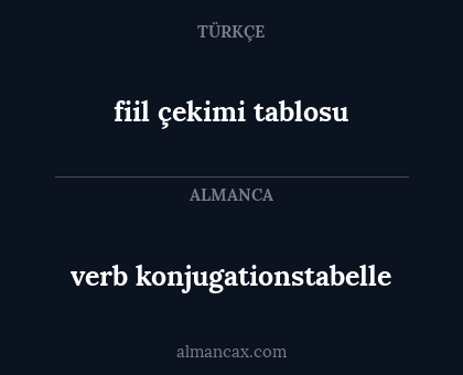 fiil çekimi tablosu - verb konjugationstabelle