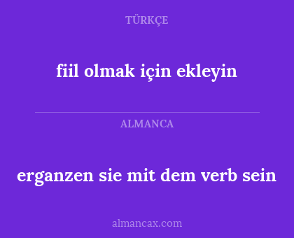 erganzen sie mit dem verb sein - fiil olmak için ekleyin