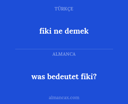 was bedeutet fiki? - fiki ne demek
