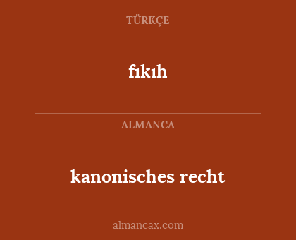 fıkıh - kanonisches recht