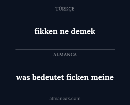 fikken ne demek - was bedeutet ficken meine