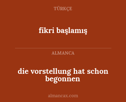 die vorstellung hat schon begonnen - fikri başlamış