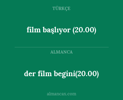 der film begini(20.00) - film başlıyor (20.00)