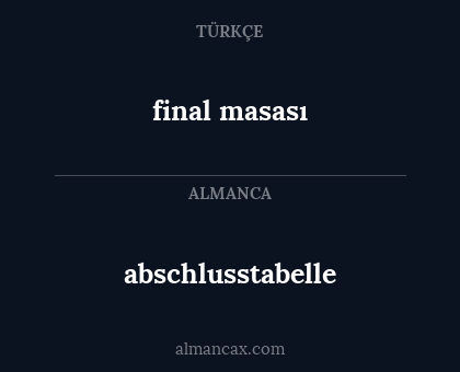 final masası - abschlusstabelle
