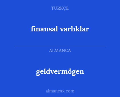 geldvermögen - finansal varlıklar