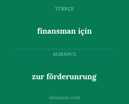zur förderunrung - finansman için