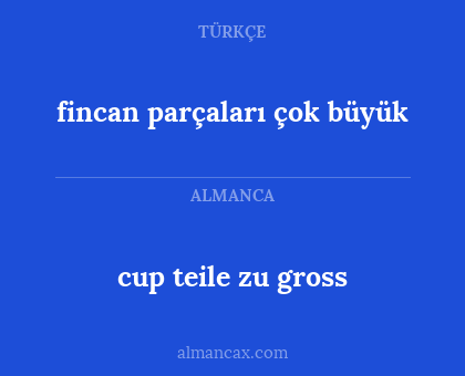 fincan parçaları çok büyük - cup teile zu gross