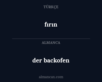 fırın - der backofen