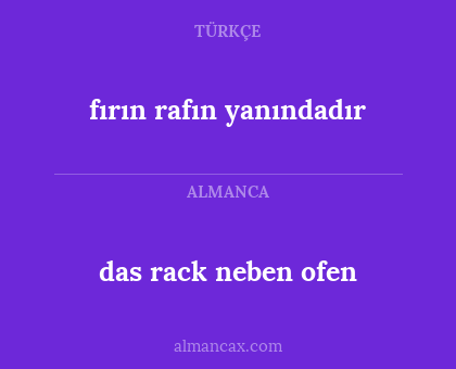 das rack neben ofen - fırın rafın yanındadır