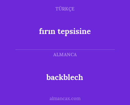 fırın tepsisine - backblech