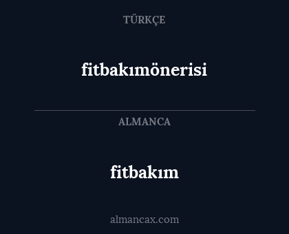 fitbakım - fitbakımönerisi