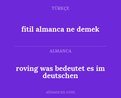 fitil almanca ne demek - roving was bedeutet es im deutschen