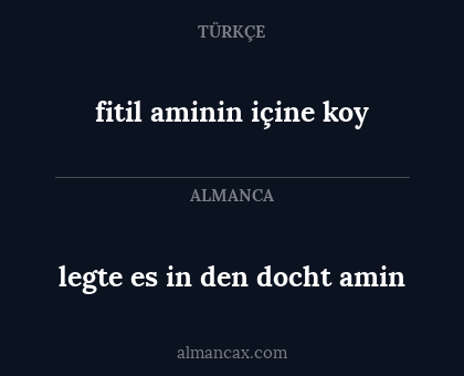fitil aminin içine koy - legte es in den docht amin