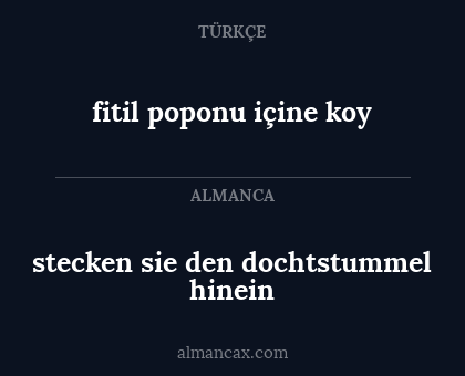 fitil poponu içine koy - stecken sie den dochtstummel hinein