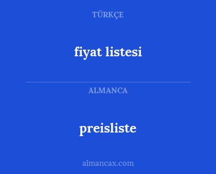 preisliste - fiyat listesi