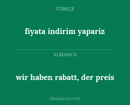 wir haben rabatt, der preis - fiyata indirim yapariz