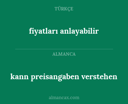 fiyatları anlayabilir - kann preisangaben verstehen