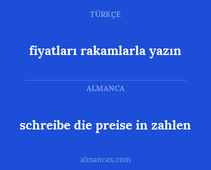 fiyatları rakamlarla yazın - schreibe die preise in zahlen