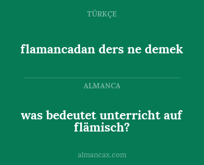 was bedeutet unterricht auf flämisch? - flamancadan ders ne demek