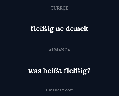 fleißig ne demek - was heißt fleißig?