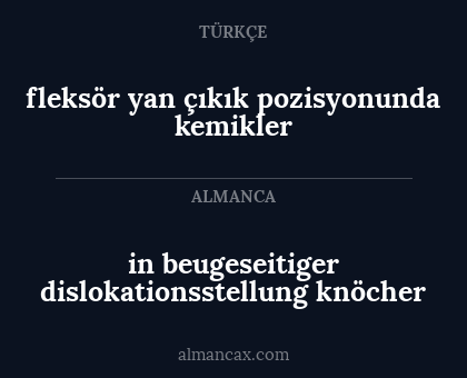 fleksör yan çıkık pozisyonunda kemikler - in beugeseitiger dislokationsstellung knöcher