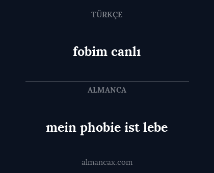 mein phobie ist lebe - fobim canlı