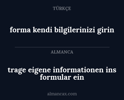 forma kendi bilgilerinizi girin - trage eigene informationen ins formular ein