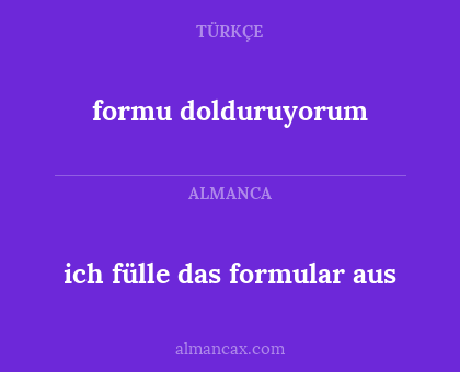 ich fülle das formular aus - formu dolduruyorum